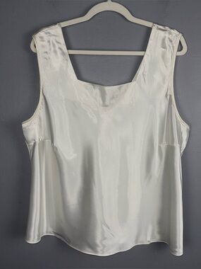 Escapades Tank Top Women’s  2X White Ivory Satin Camisole 90s Y2K Vintage